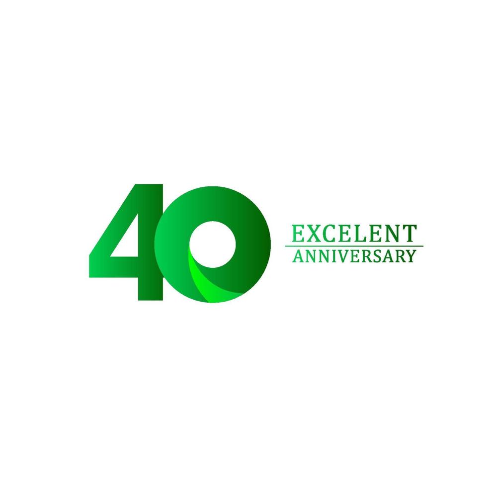 40 anos excelente celebração de aniversário ilustração de design de modelo de vetor de logotipo verde