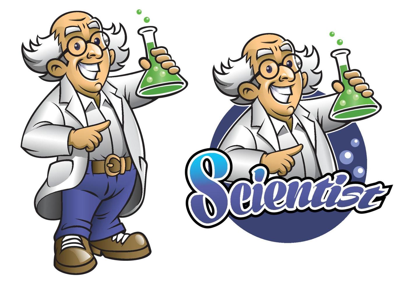 desenho animado do cientista vestem a laboratório pano vetor