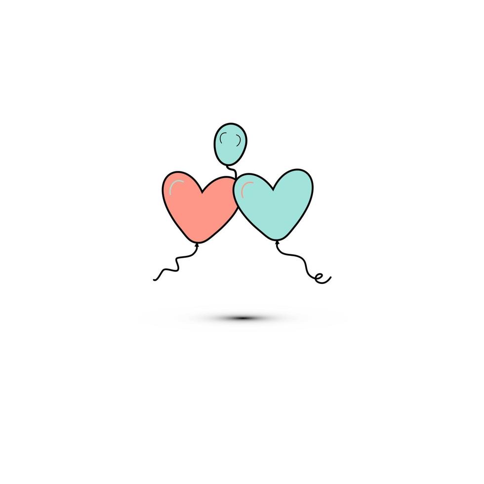 ícone de estilo plano simples de lindos três balões em forma de coração para a festa do amor no dia dos namorados ou 8 de março. vetor