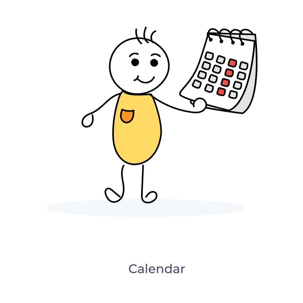 personagem de desenho animado segurando calendário vetor