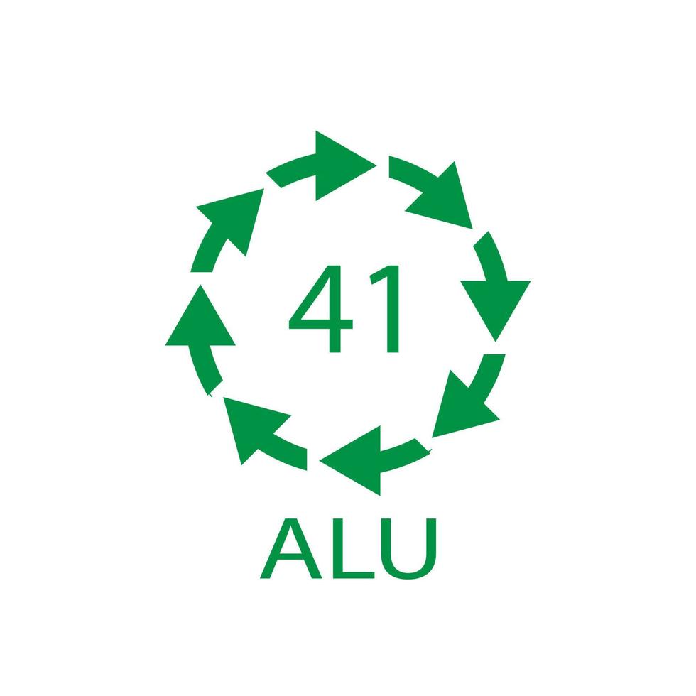 símbolo de reciclagem de alumínio alu 41. ilustração vetorial vetor