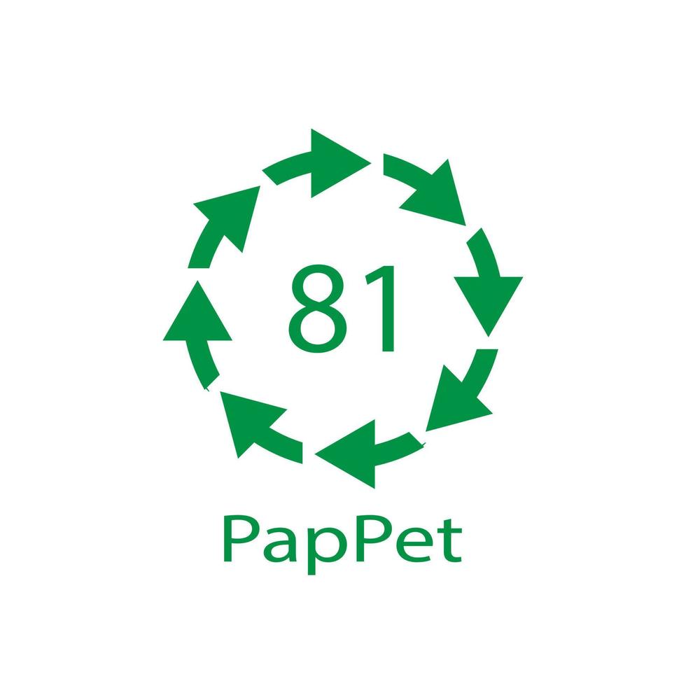 cartão de papel. reciclando códigos 81 pappet. sinal de materiais compostos. ilustração vetorial vetor