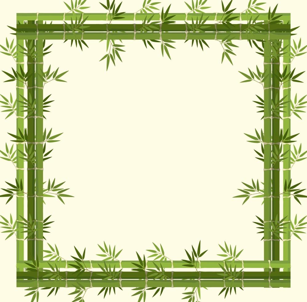 banner vazio com moldura de bambu verde vetor