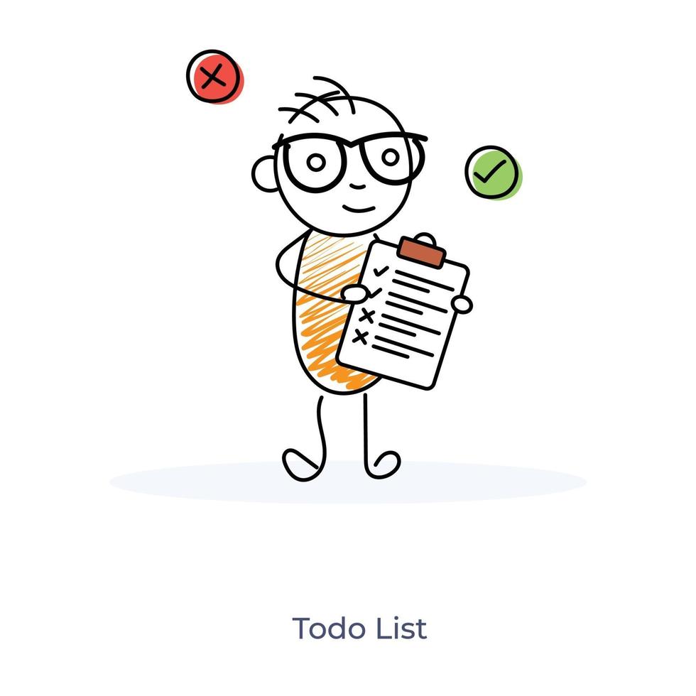 personagem de desenho animado mostrando a lista de tarefas vetor