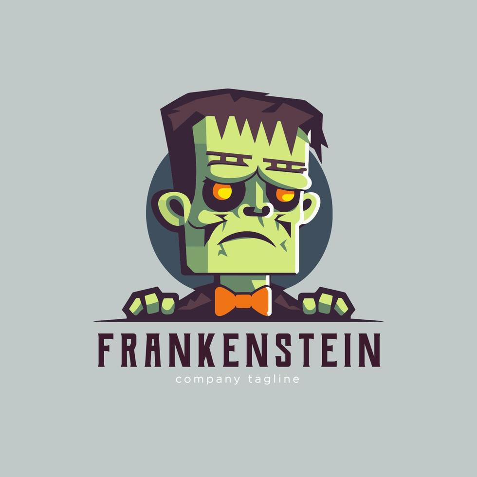 Frankenstein zumbi logotipo modelo. vetor ilustração do desenho animado zumbi logotipo modelo.