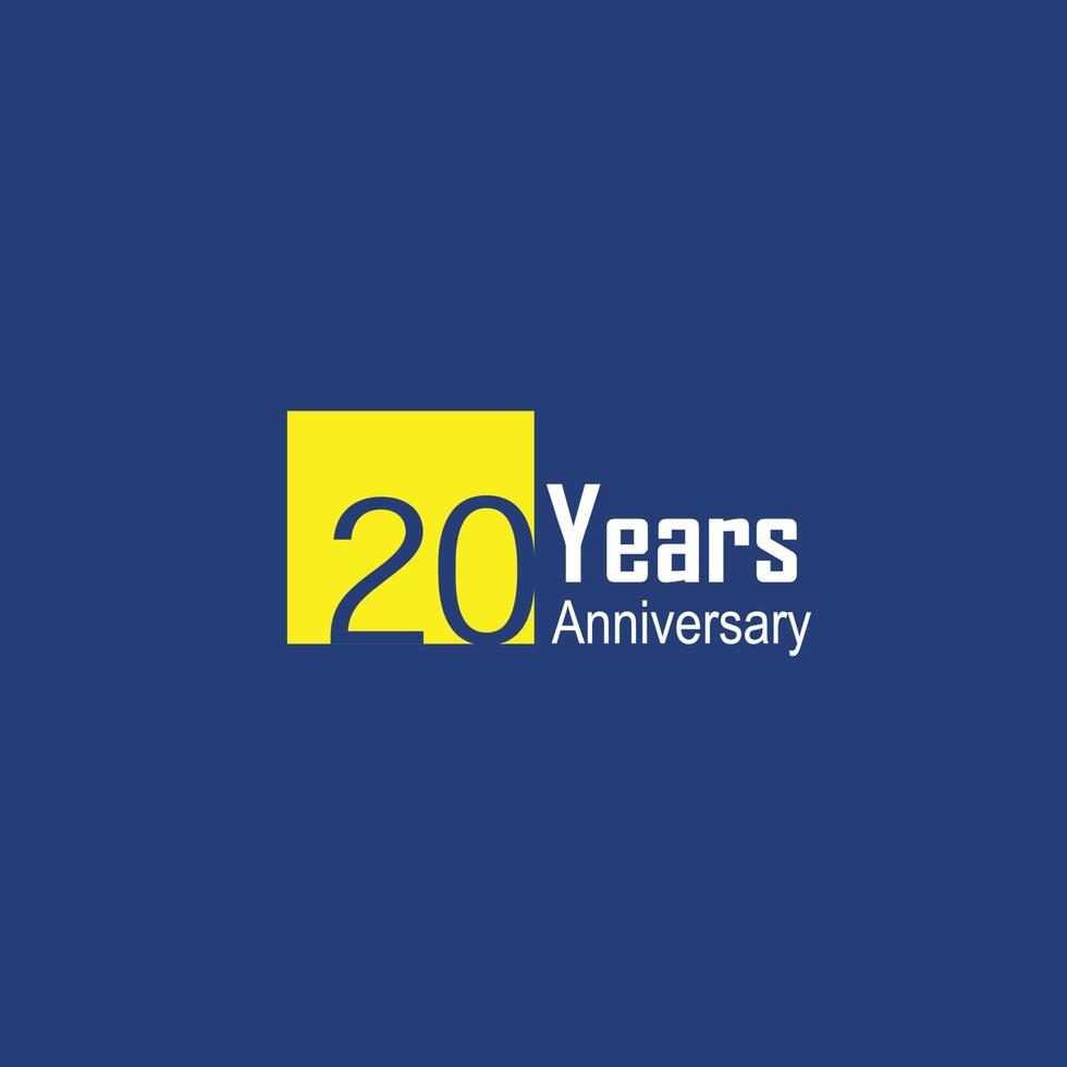 aniversário 20 anos celebração de aniversário ilustração de design de modelo de vetor de cor azul
