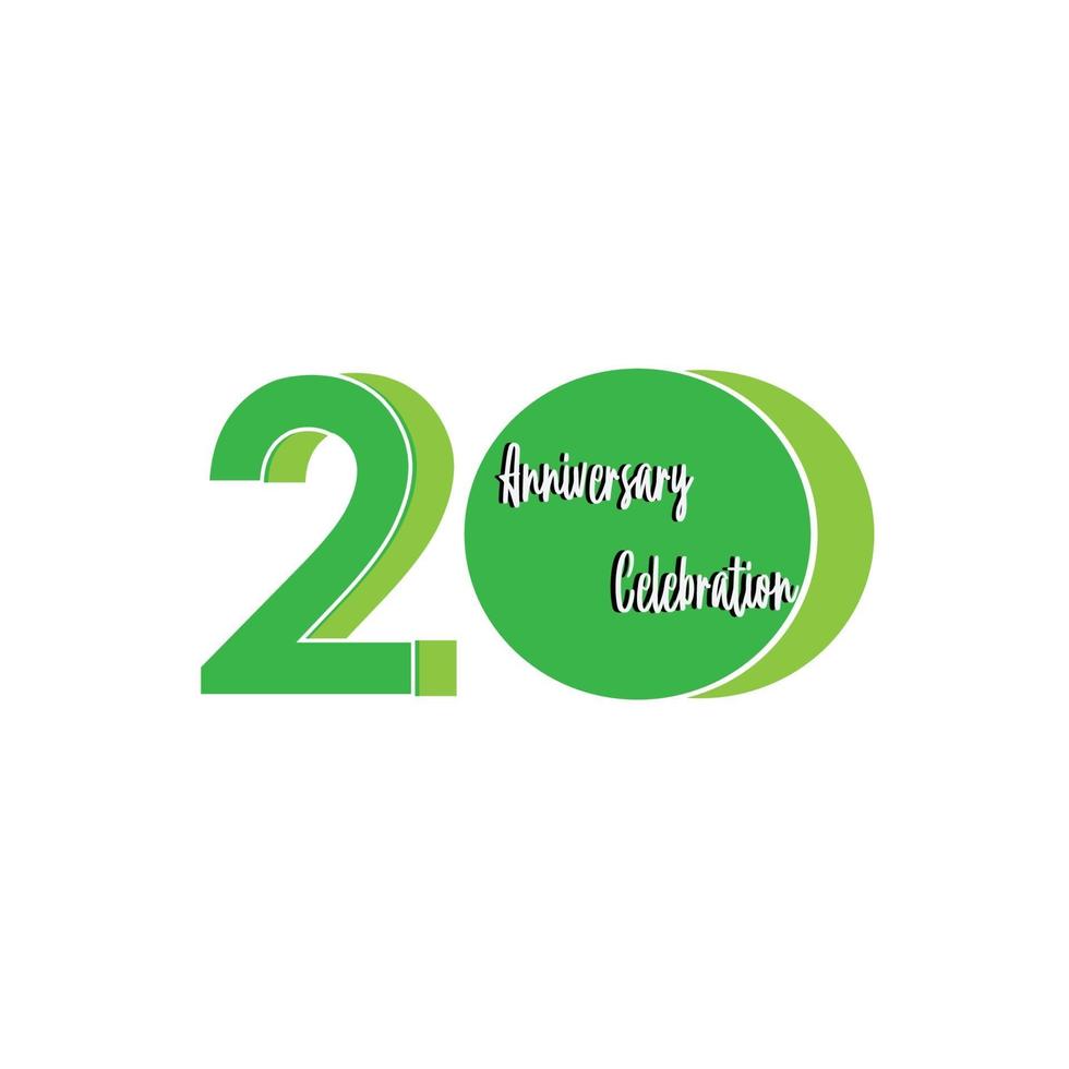 20 anos de comemoração de aniversário ilustração de design de modelo vetorial cor verde vetor