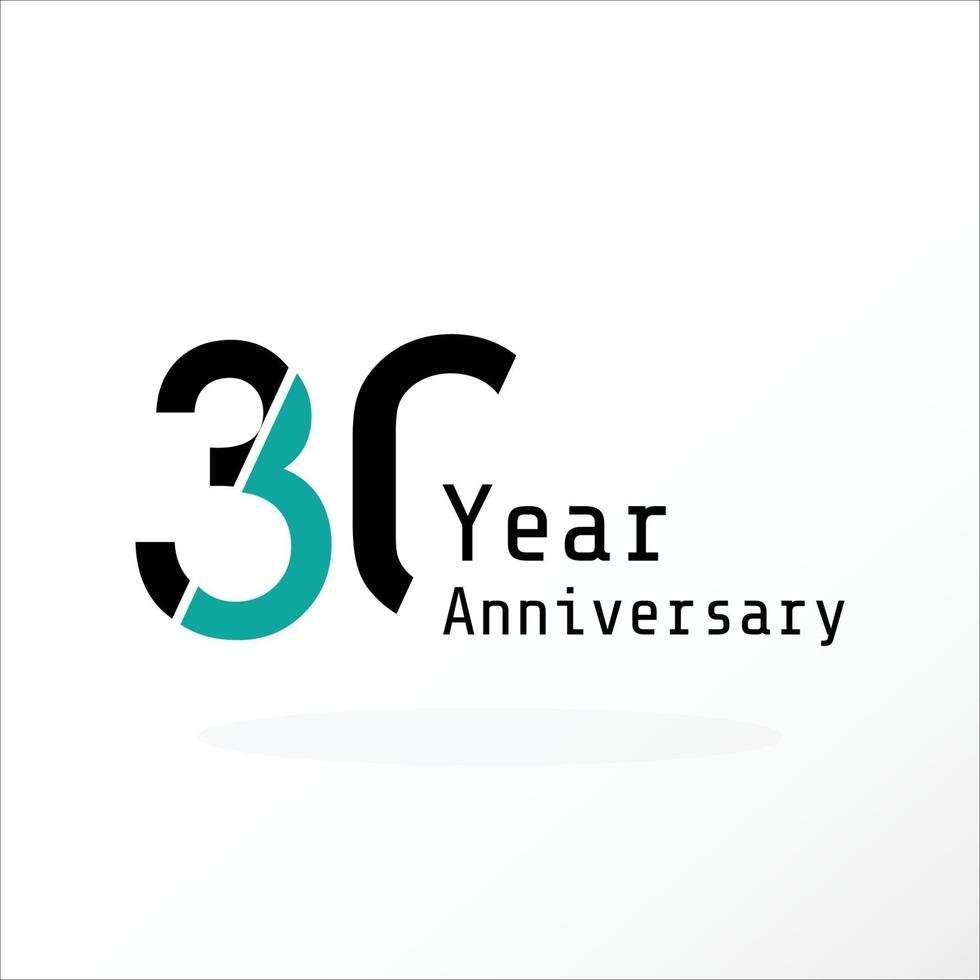 30 anos de celebração de aniversário ilustração de design de modelo vetorial preto e azul vetor