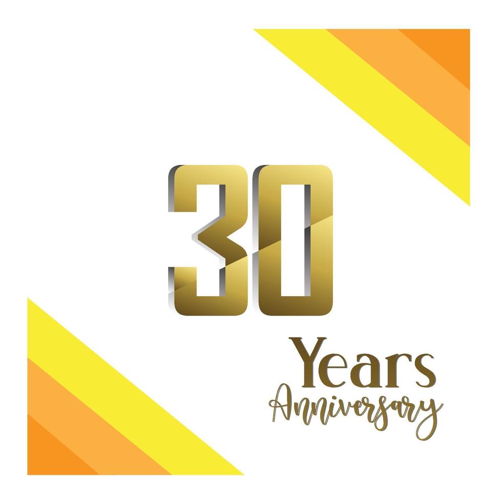 Ilustração de design de modelo vetorial ouro celebração de aniversário de 30 anos vetor