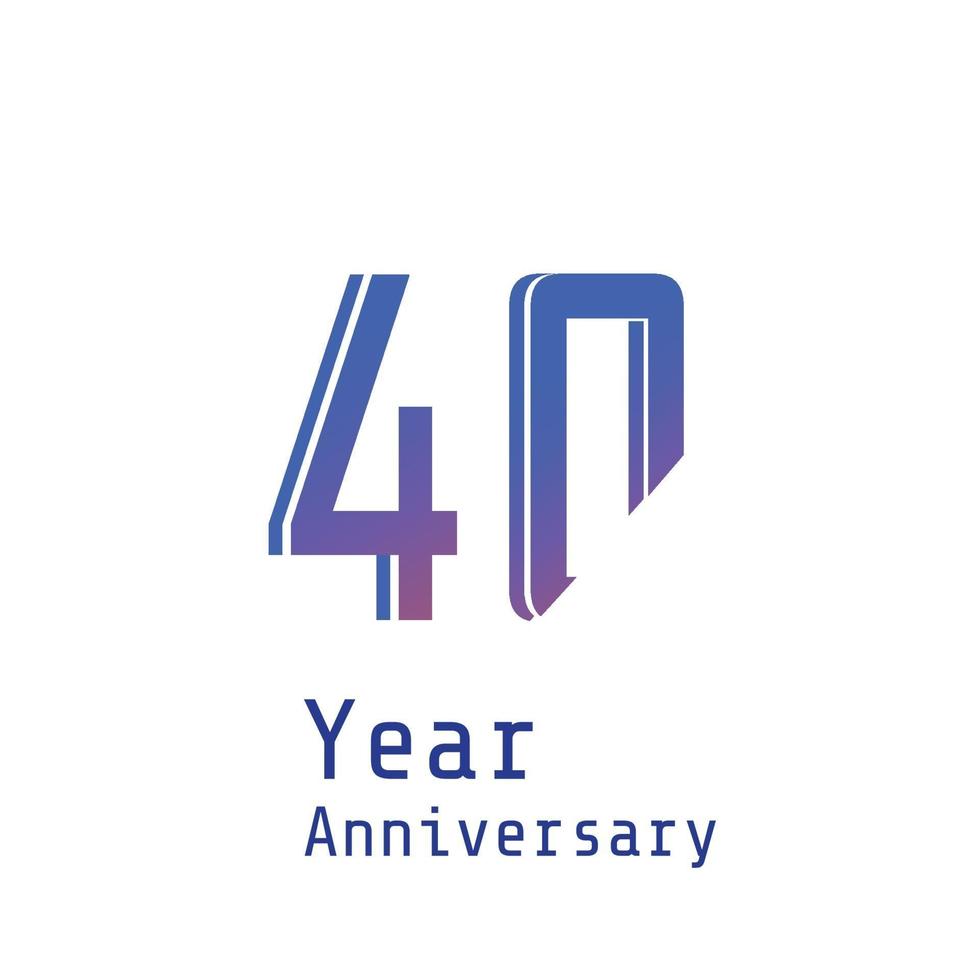 Celebração de aniversário de 40 anos ilustração de design de modelo vetorial de cor azul vetor