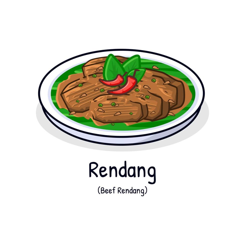 carne rendang popular tradicional Comida do Indonésia fez com carne e coco leite vetor