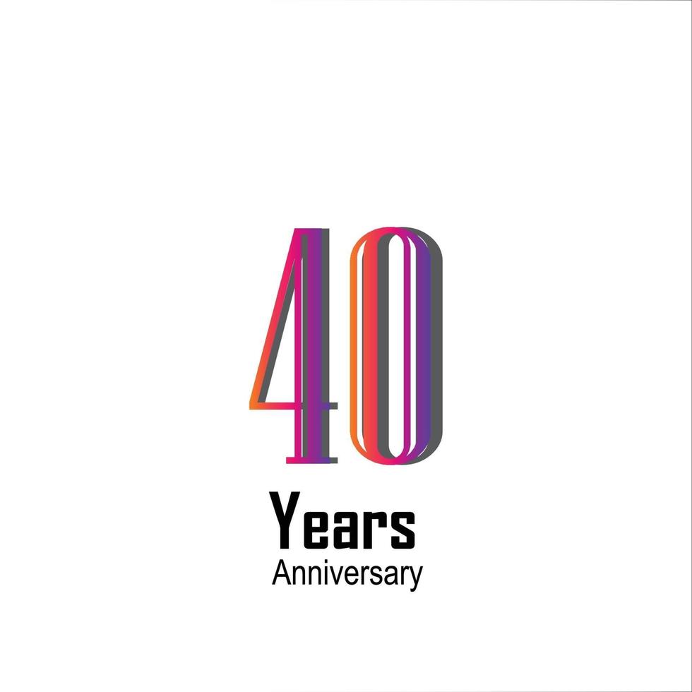 40 anos de comemoração de aniversário de ilustração de design de modelo de vetor de cor de arco-íris