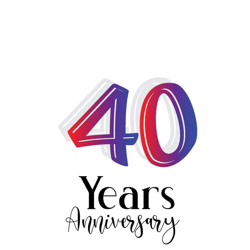 40 anos de comemoração de aniversário de ilustração de design de modelo de vetor de cor de arco-íris