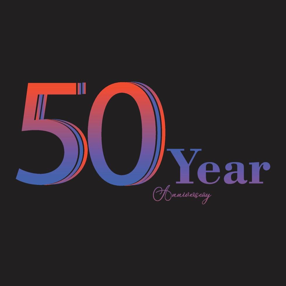 50 anos de comemoração de aniversário de cor do arco-íris ilustração de design de modelo vetorial vetor