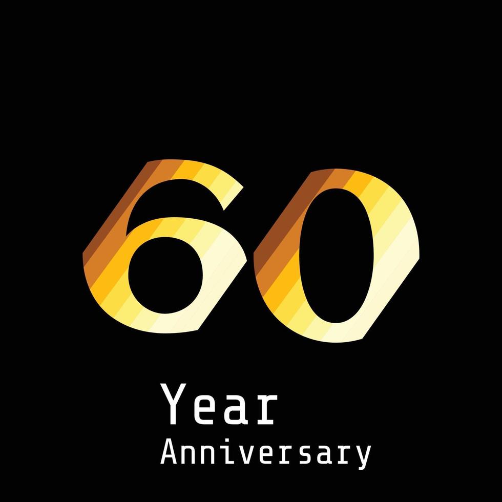 60 anos de celebração de aniversário ouro preto cor de fundo vetor modelo design ilustração
