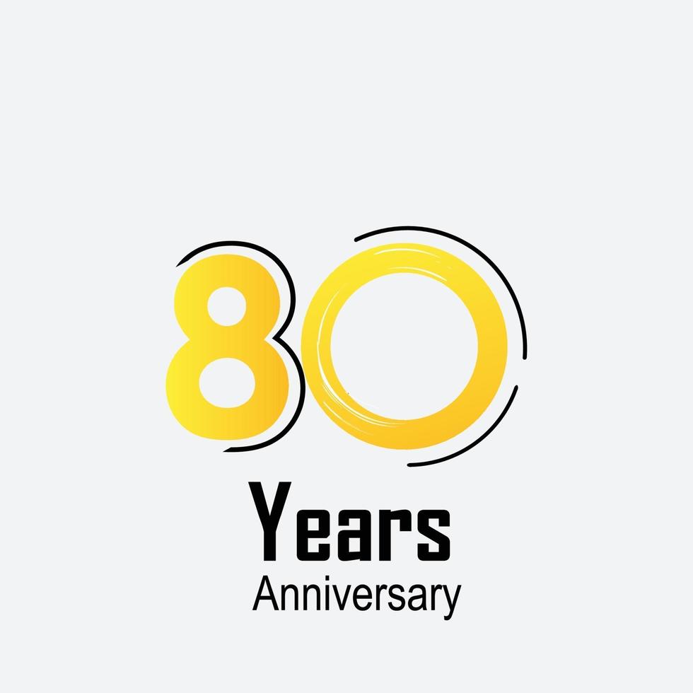 80 anos de comemoração de aniversário ilustração de design de modelo vetorial cor amarela vetor