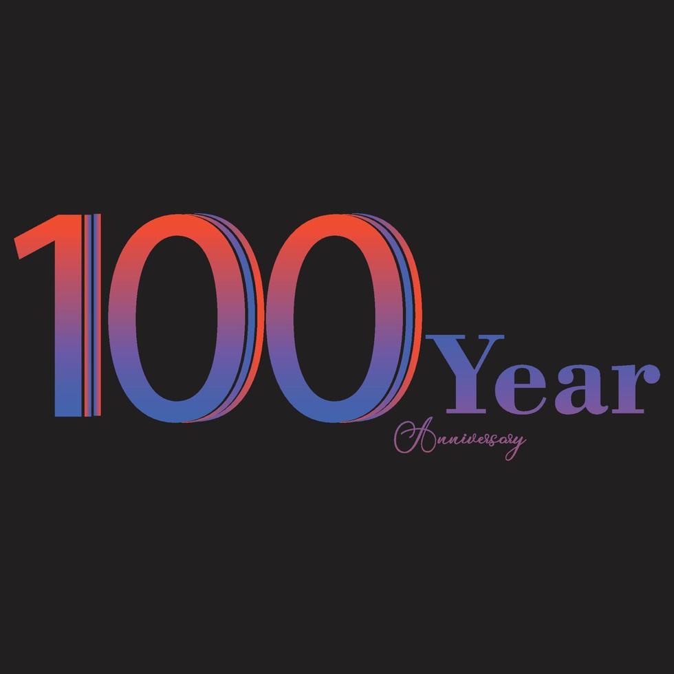 100 anos de comemoração de aniversário de cores do arco-íris ilustração de design de modelo vetor