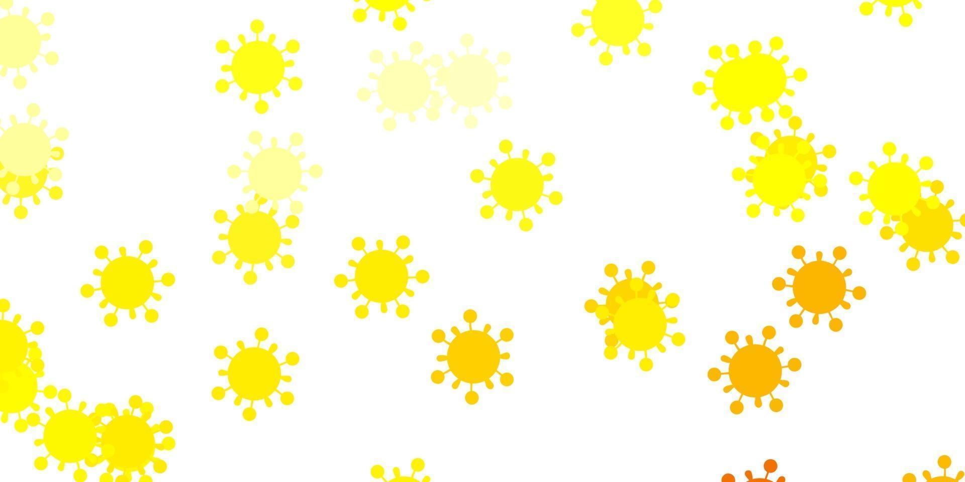 padrão de vetor amarelo claro com elementos de coronavírus.