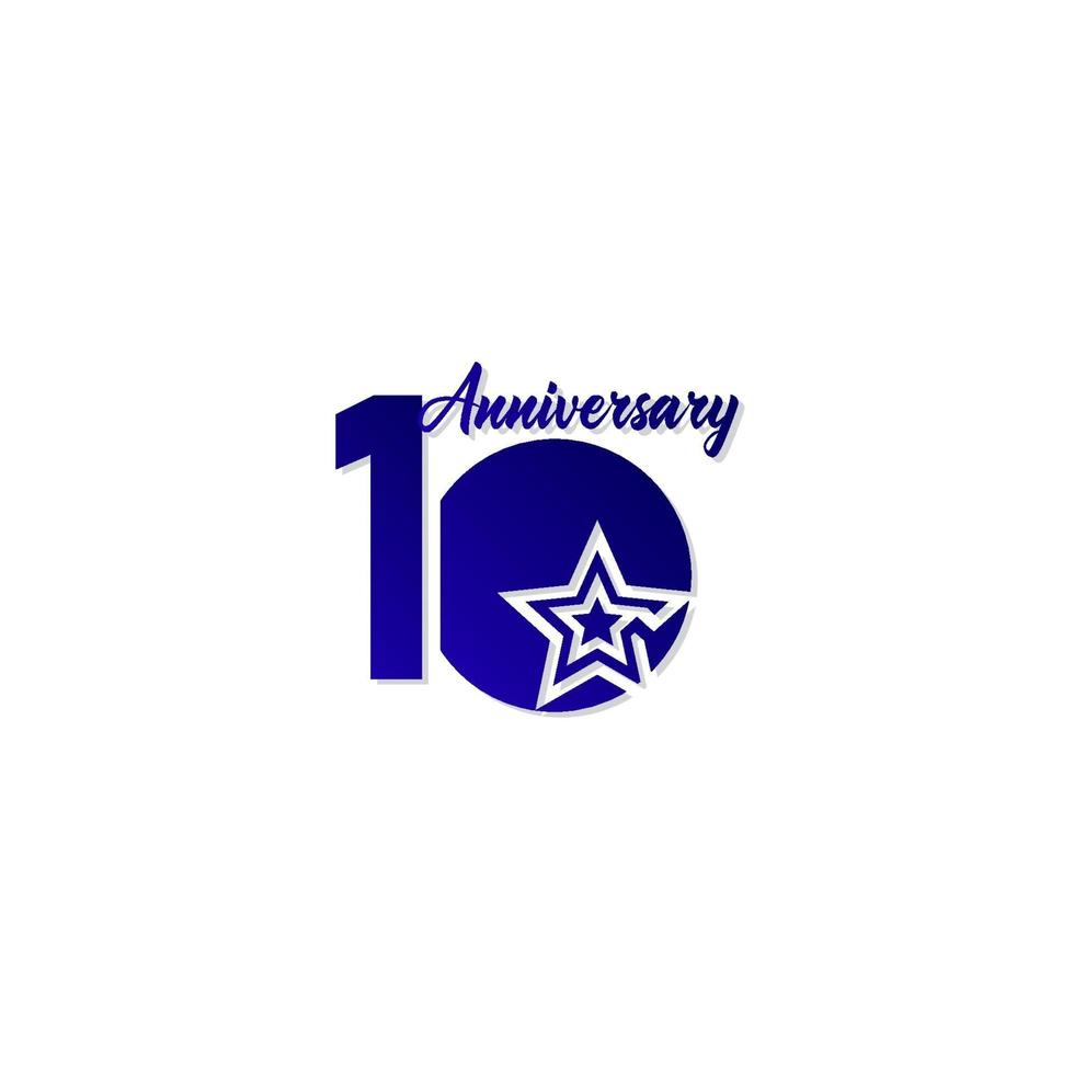 10 anos de celebração de aniversário estrela azul logotipo modelo ilustração vetorial vetor