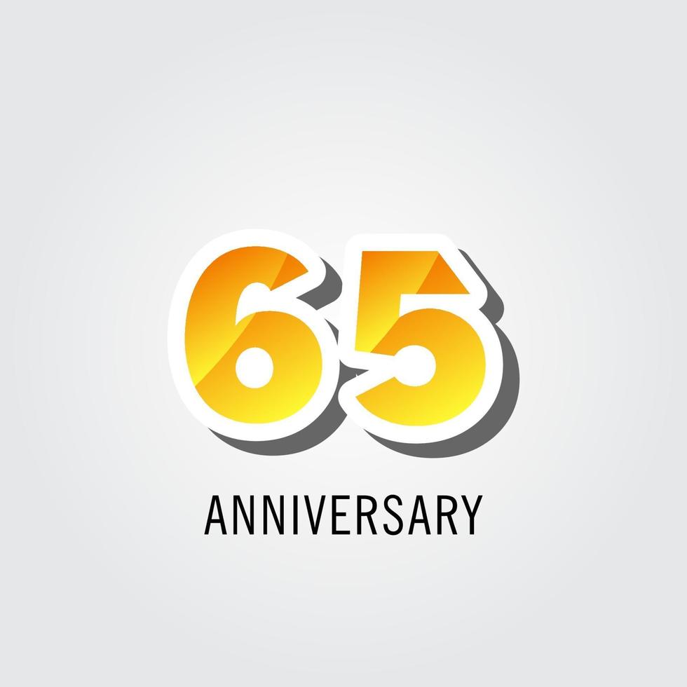 Ilustração de design de modelo de vetor de logotipo de aniversário de 65 anos