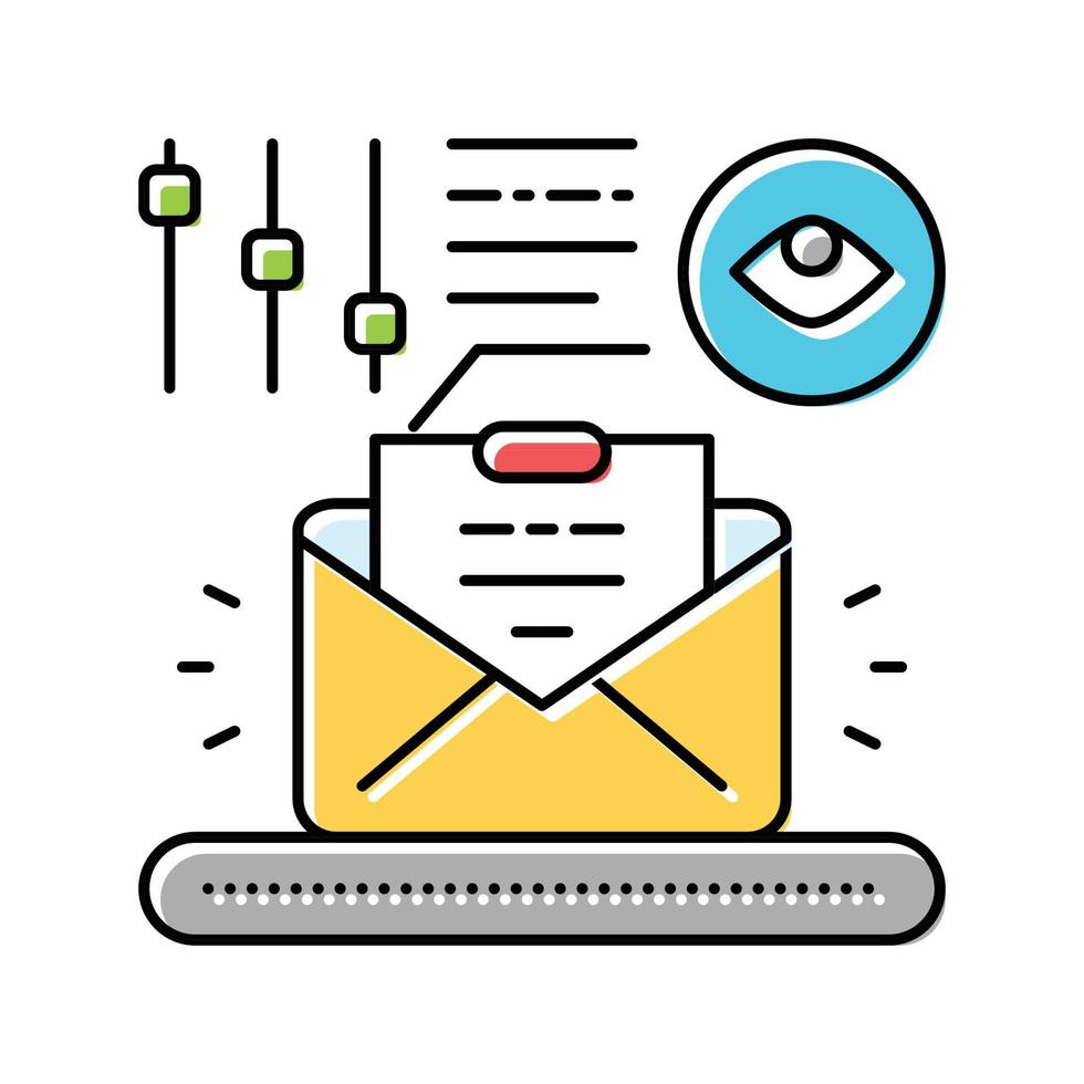 totalmente gerenciou o email marketing cor ícone vetor ilustração