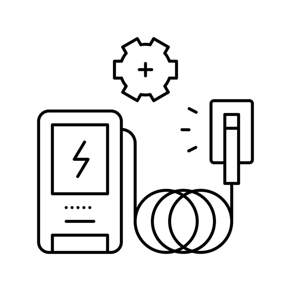 ilustração em vetor ícone da linha de instalação do carregador ev