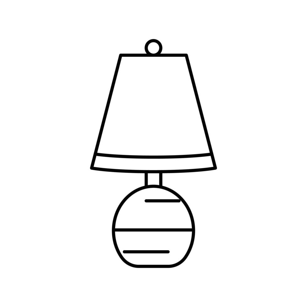 luminária mesa quarto interior linha ícone vetor ilustração