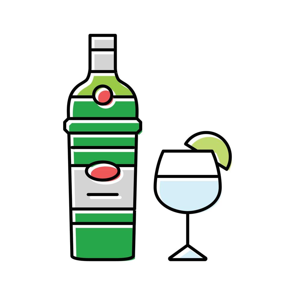Gin beber garrafa cor ícone vetor ilustração