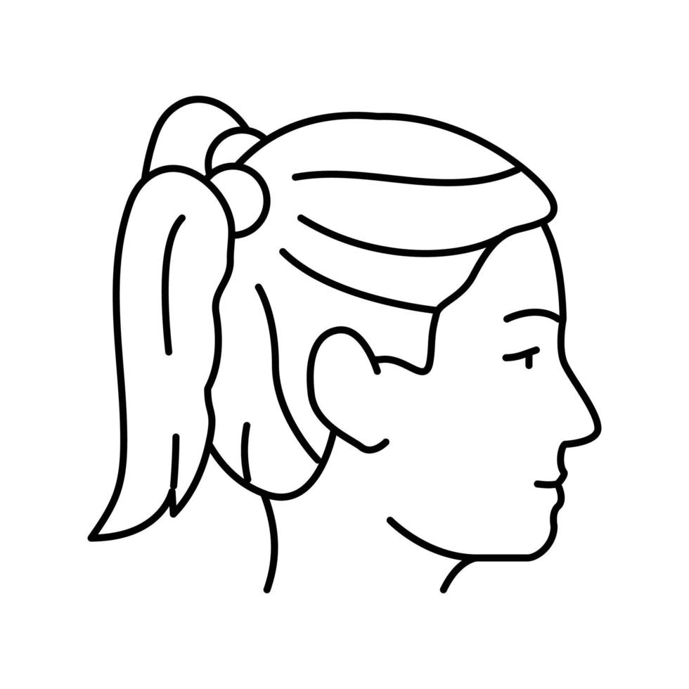 tranças Penteado fêmea linha ícone vetor ilustração