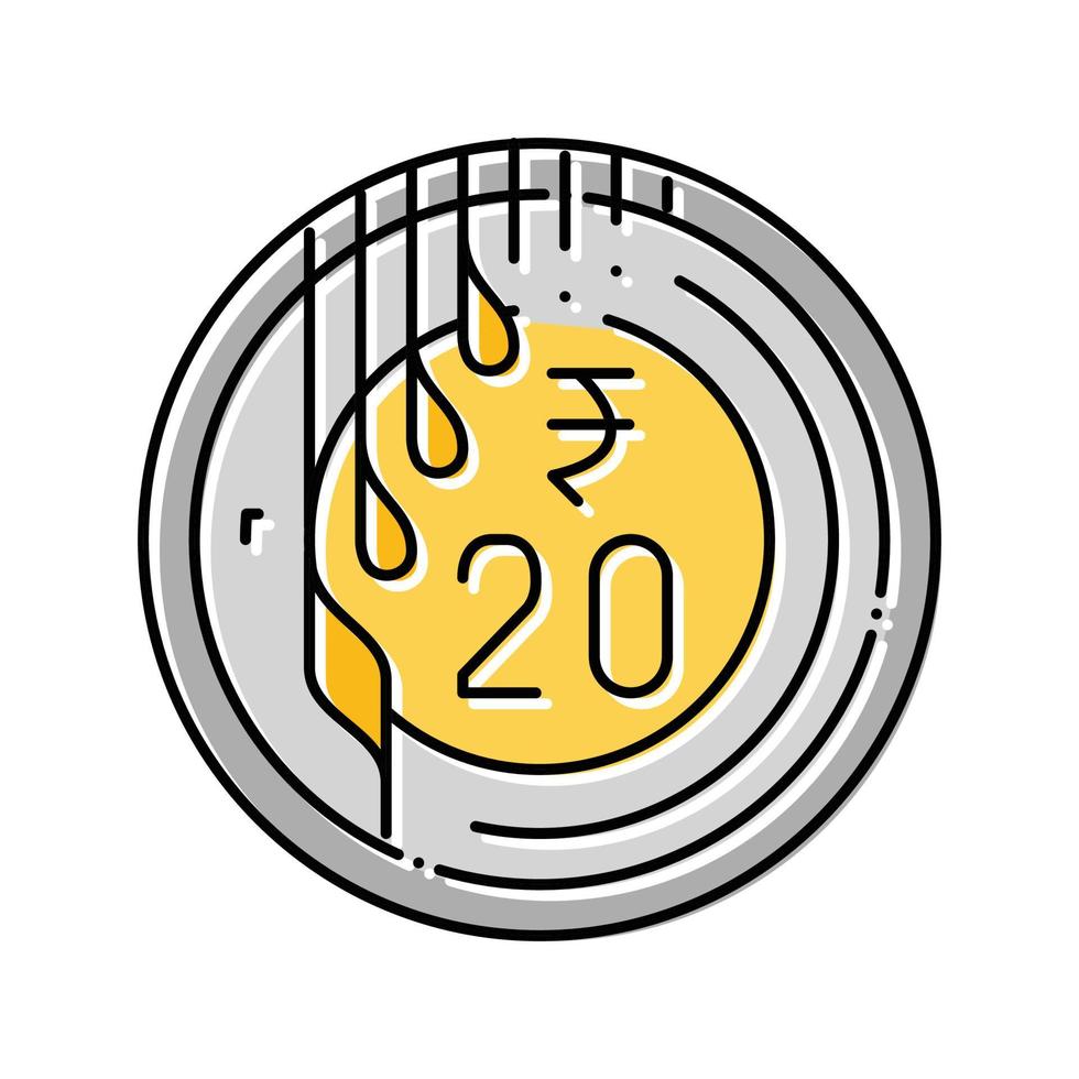 rupia moeda cor ícone vetor ilustração