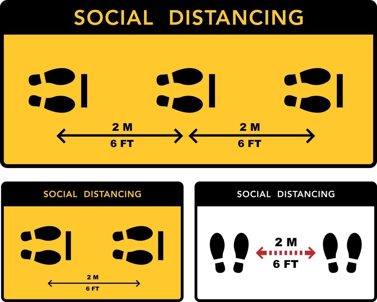 bandeira de distanciamento social. mantenha a distância definida vetor