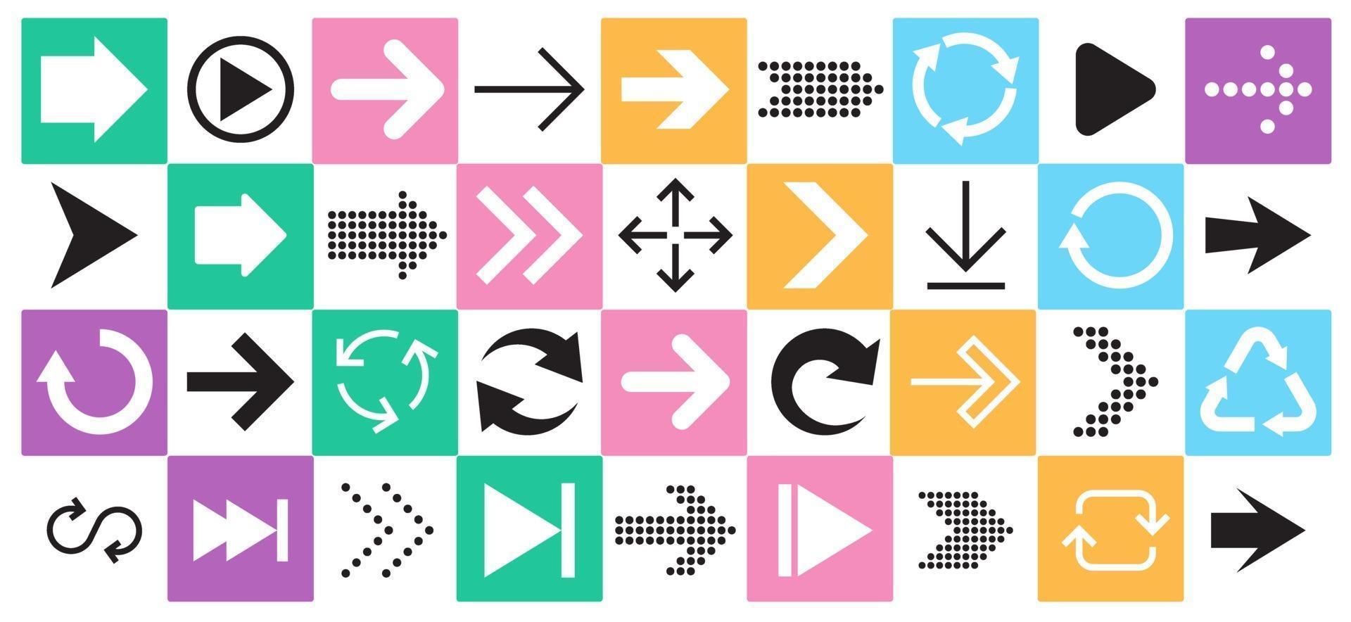 conjunto de ícones de sinal de seta. coleção de setas para web design, aplicativos móveis, interface. vetor