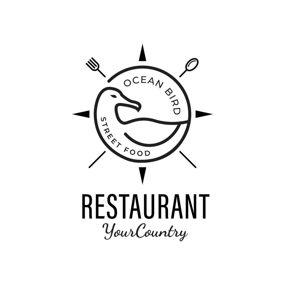 gaivota bússola colher perfeito logotipo para relacionado à praia restaurantes e negócios vetor