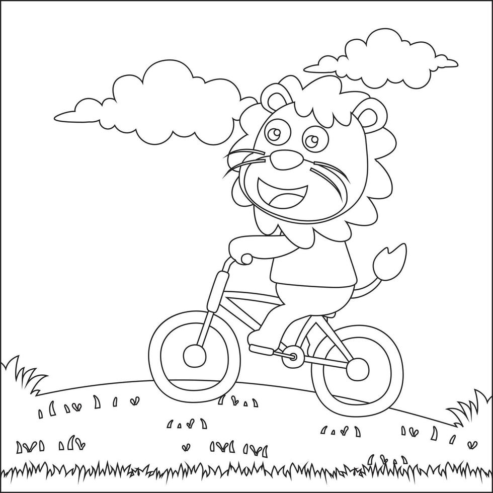 fofa Urso equitação uma vermelho bicicleta. na moda crianças gráfico com linha arte Projeto mão desenhando esboço vetor ilustração para adulto e crianças coloração livro.