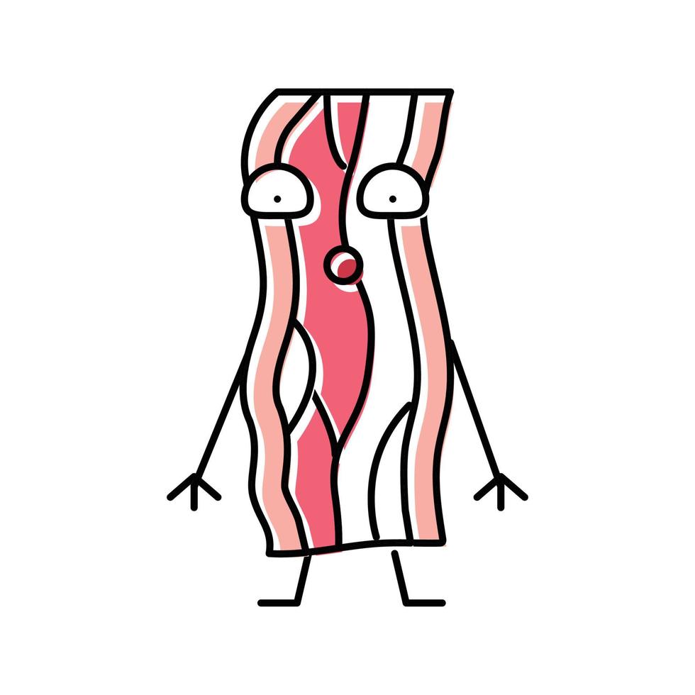 bacon carne personagem cor ícone vetor ilustração