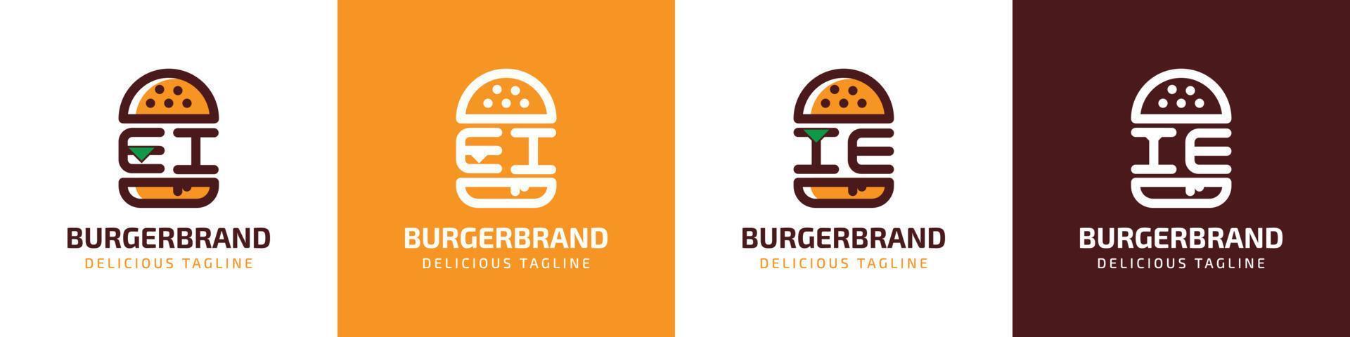 carta ei e ie hamburguer logotipo, adequado para qualquer o negócio relacionado para hamburguer com ei ou ie iniciais. vetor