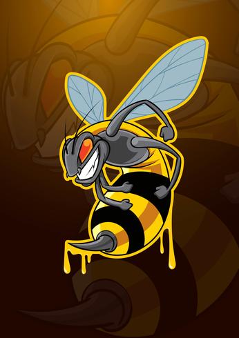 Logotipo de mascote de inseto de abelha vetor
