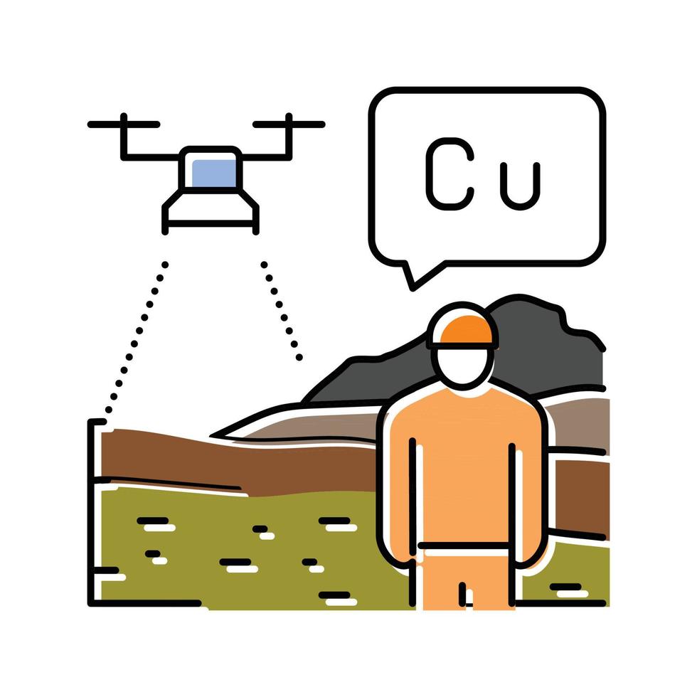 aéreo levantamento exploração cobre cor ícone vetor ilustração