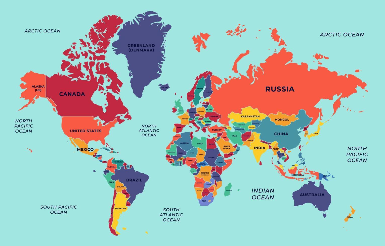 mundo mapa com país nome fundo vetor