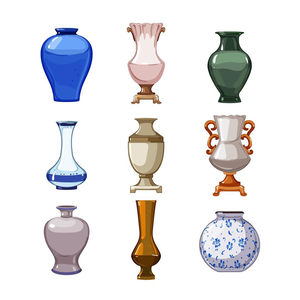 Antiguidade vaso conjunto desenho animado vetor ilustração