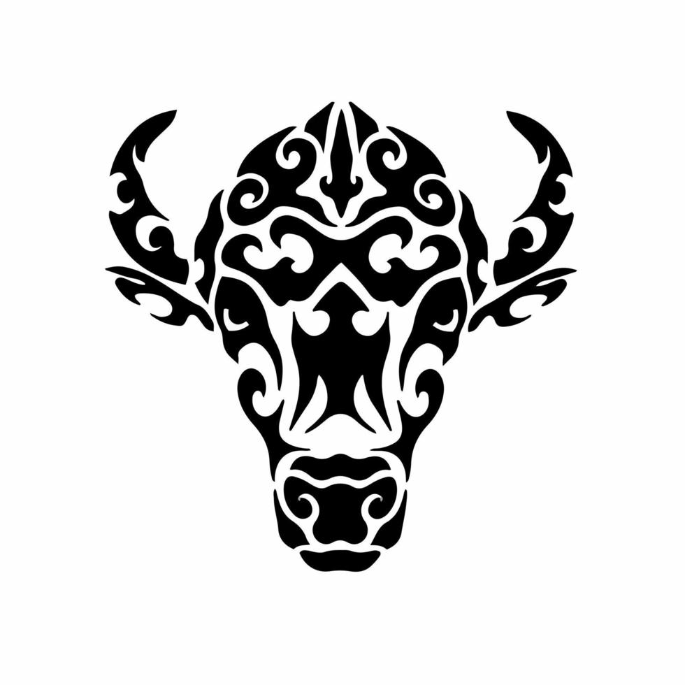 tribal búfalo cabeça logotipo. tatuagem Projeto. estêncil vetor ilustração