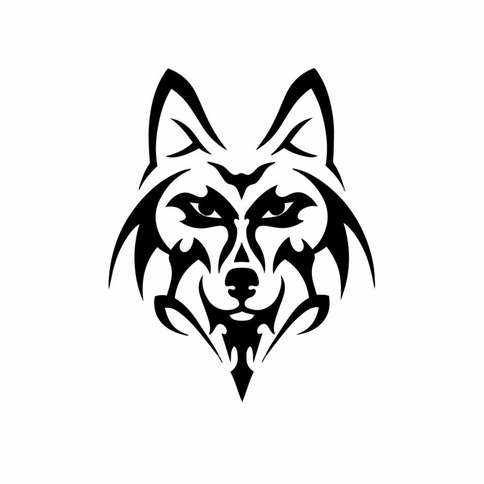 tribal Lobo cabeça logotipo. tatuagem Projeto. estêncil vetor ilustração