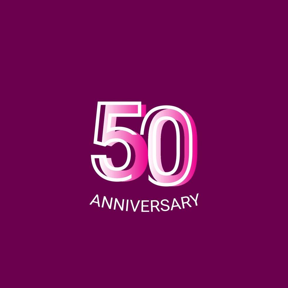 50 anos de comemoração de aniversário ilustração de design de modelo vetorial linha roxa vetor