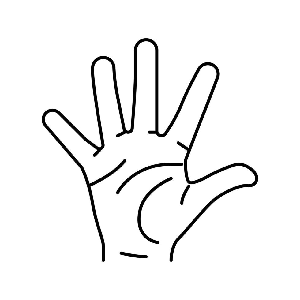 cinco número mão gesto linha ícone vetor ilustração