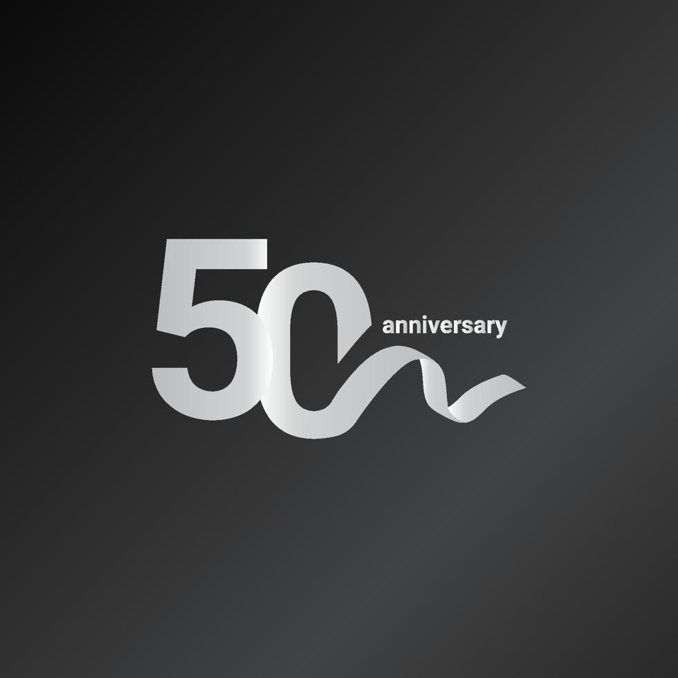 50 anos de comemoração de aniversário ilustração de design de modelo de fita branca vetor