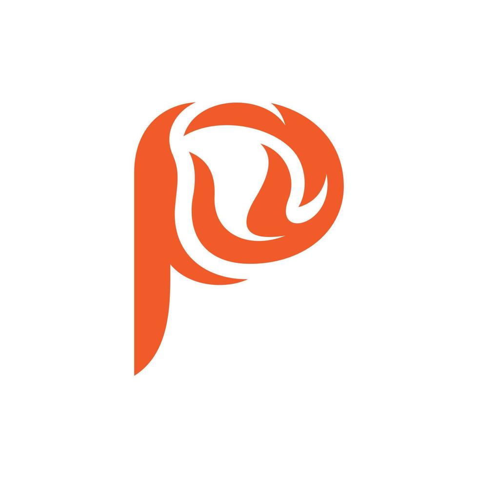 carta p monograma fogo criativo simples logotipo vetor
