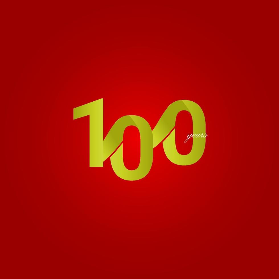 100 anos comemoração de aniversário ilustração de design de modelo vetorial número de linha amarela vetor