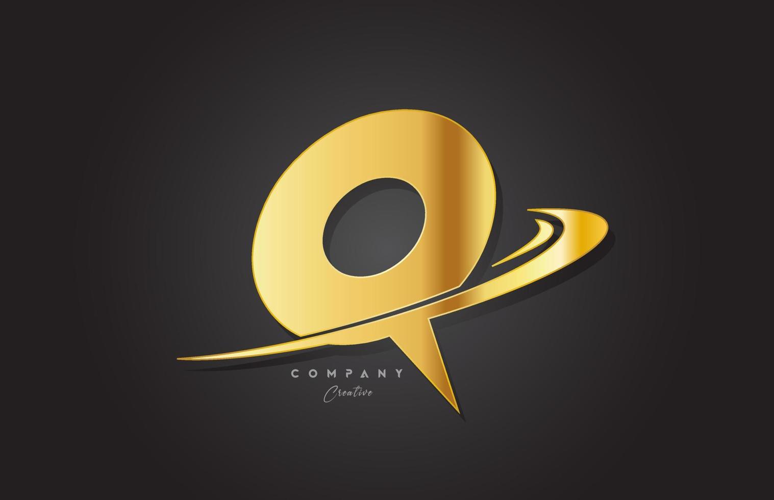 q dourado alfabeto carta logotipo ícone Projeto. modelo para o negócio e companhia com swoosh vetor