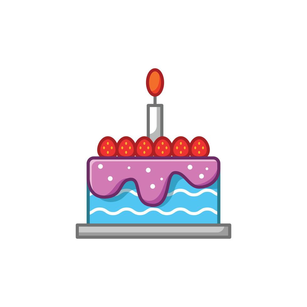 aniversário bolo com velas desenho animado vetor isolado ilustração