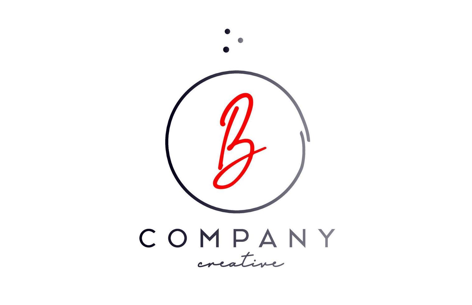 círculo b escrito a mão alfabeto carta logotipo com pontos e Preto vermelho cor. corporativo criativo modelo Projeto para companhia e o negócio vetor